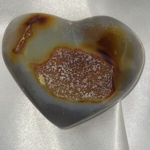 Natural Druzy Agate Heart, Double Eruption Crystal Carving.