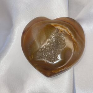 Natural Banded Druzy Agate Heart, Crystal Carving.