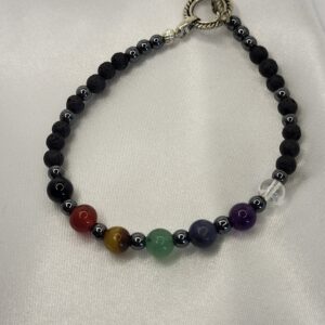 Chakra Bracelett with medium semi precious gemstones with metal clasp