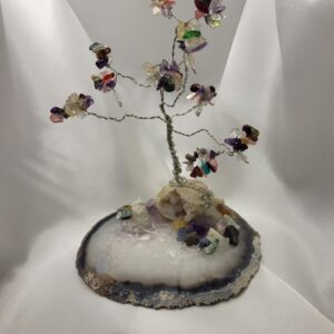 Crystal Gemstone Wire Tree on Natural Agate base. 062024