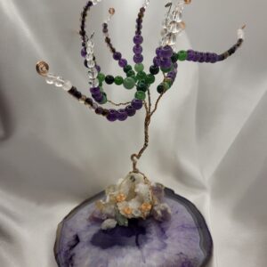 Crystal Gemstone Wire Tree on Violet Agate base. 062024